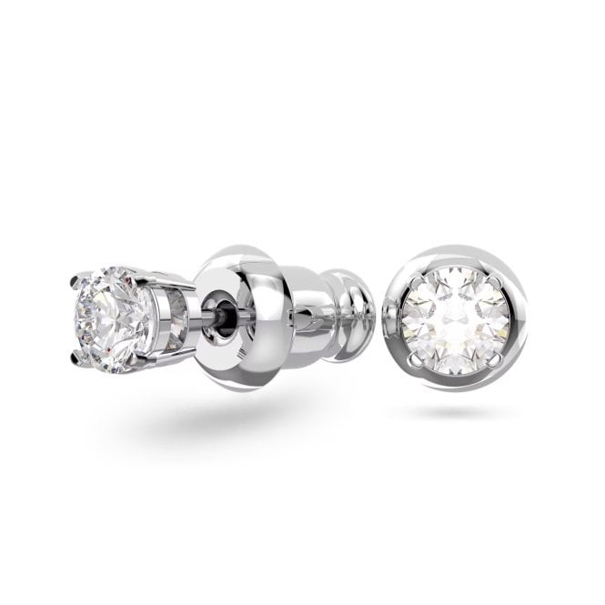 Idyllia Necklace & Earrings Set with Pink Crystal in Rhodium Silver