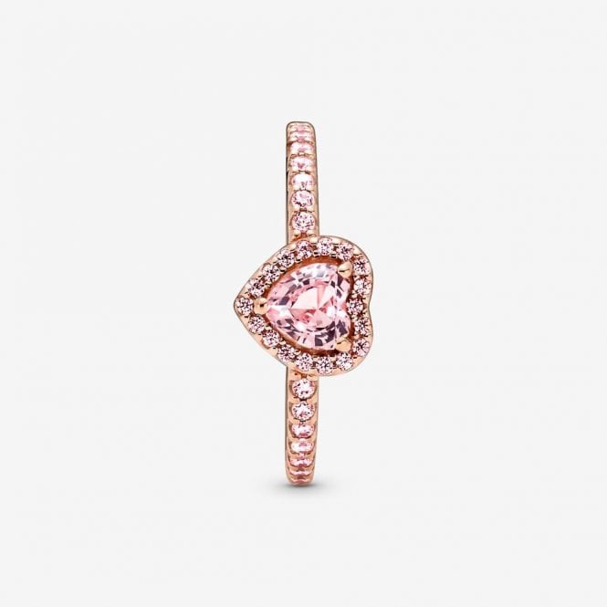 Rose Sparkling Elevated Pink Heart Ring, Size 54