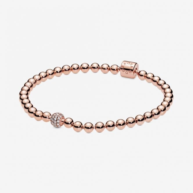 Rose Beads & Pave Bracelet, 21cm