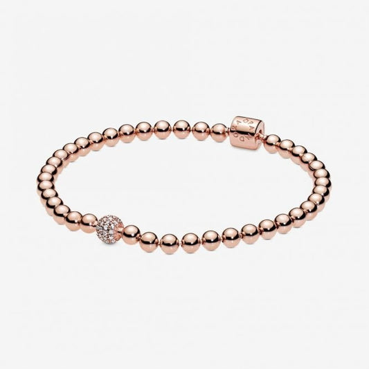 Rose Beads & Pave Bracelet, 21cm