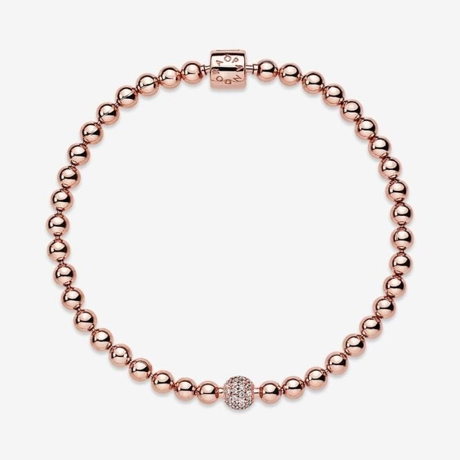 Rose Beads & Pave Bracelet, 19cm