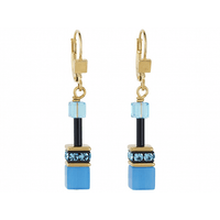 GeoCUBE Earrings in Gold with Rainbow Multicolours