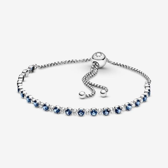 Blue and Clear Sparkling Slider Tennis Bracelet, 25cm