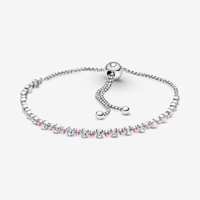 Pink & Clear Sparkle Slider Tennis Bracelet, 25cm