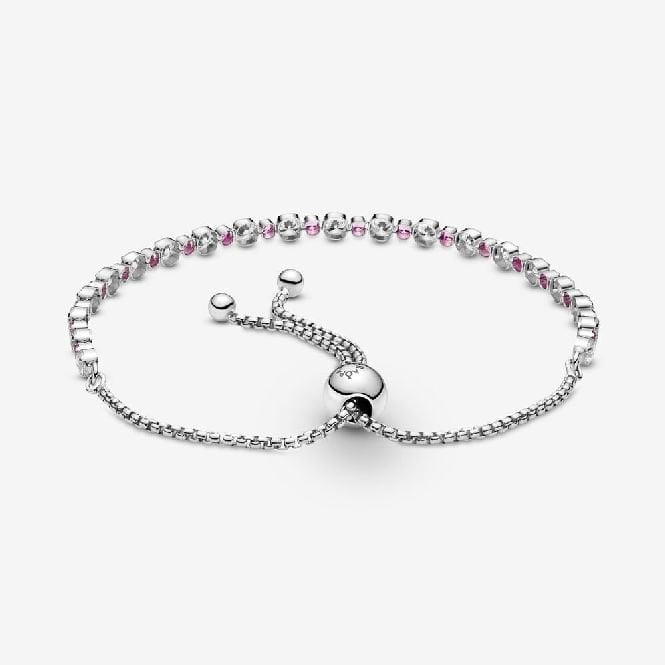 Pink & Clear Sparkle Slider Tennis Bracelet, 25cm