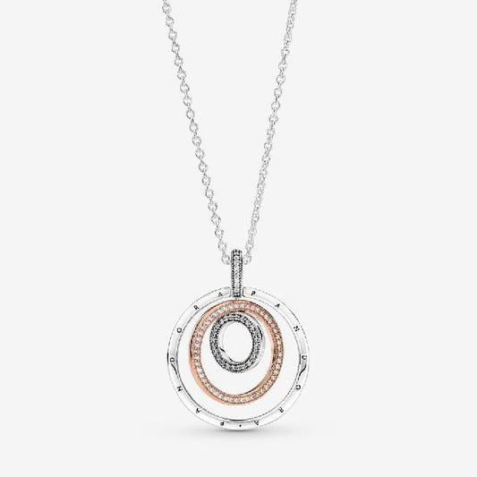 Two-Tone Circles Pendant Necklace, 60cm