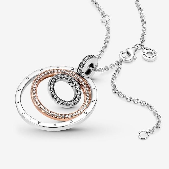 Two-Tone Circles Pendant Necklace, 60cm