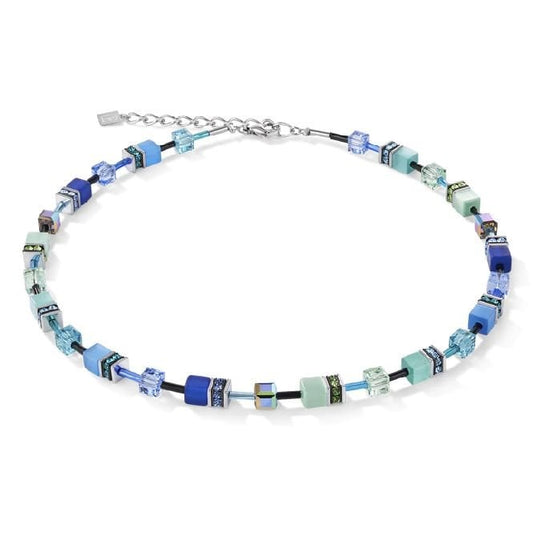 GeoCUBE Necklace in Silver with Blue & Green