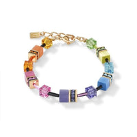GeoCUBE Bracelet in Gold & Rainbow Multicolours