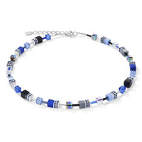 GeoCUBE Necklace in Silver & Cobalt Blue