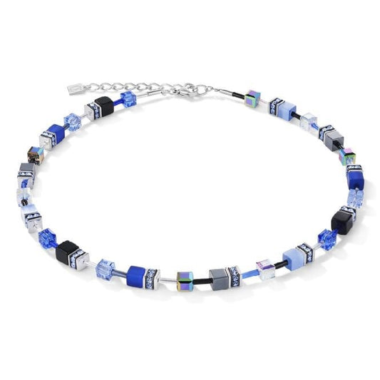 GeoCUBE Necklace in Silver & Cobalt Blue