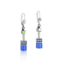 GeoCUBE Earrings in Silver & Cobalt Blue