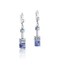 GeoCUBE Earrings in Silver with Sodalite & Haematite Blue