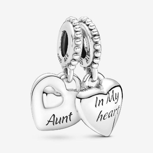 Aunt & Niece Split Heart Dangle Charms