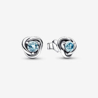 March Birthstone Eternity Circle Stud Earrings