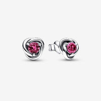 October Birthstone Eternity Circle Stud Earrings