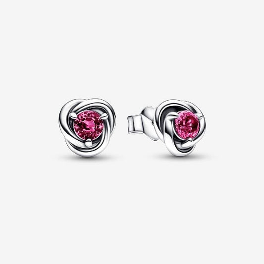 October Birthstone Eternity Circle Stud Earrings