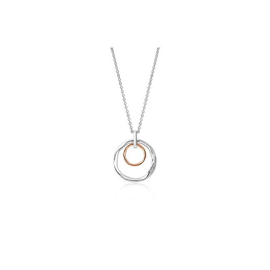 Ripples Silver Double-Hoop Pendant Necklace