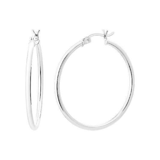 Classic Silver Clip Hoop Earrings, 35mm Large