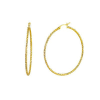 Diamond Cut Gold Clip Hoop Earrings, 45mm Extra Large