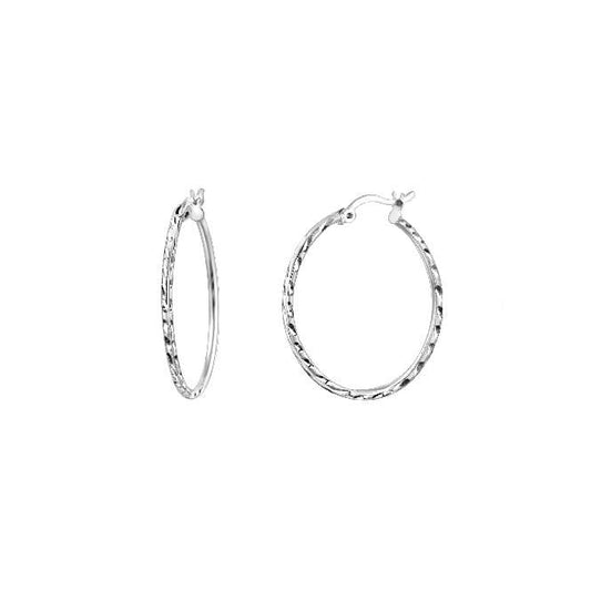 Twist Silver Clip Hoop Earrings, 15mm Small