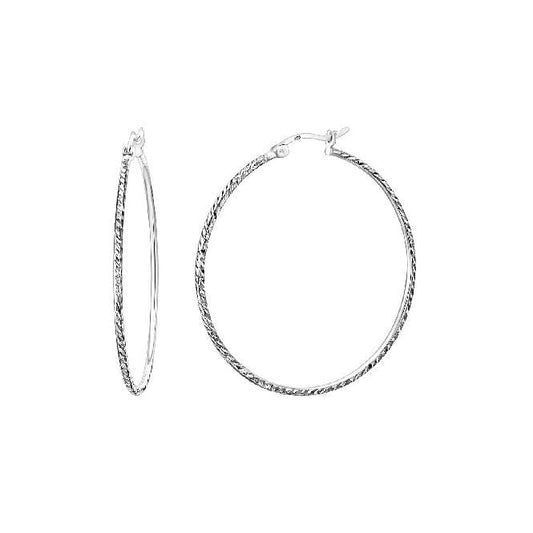 Twist Silver Clip Hoop Earrings, 35mm Large