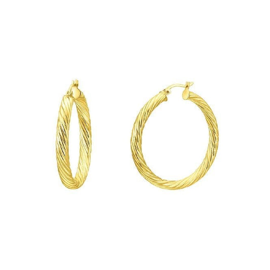 Chunky Rope Gold Clip Hoop Earrings, 2cm