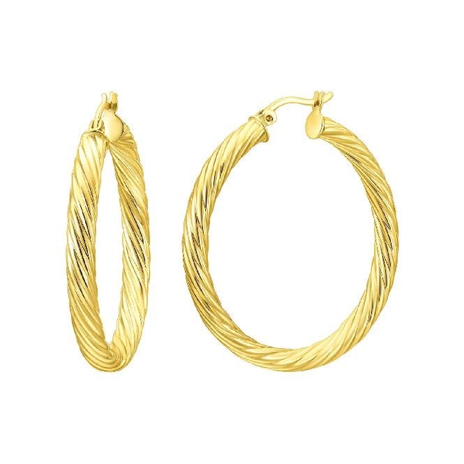 Chunky Rope Gold Clip Hoop Earrings, 3cm