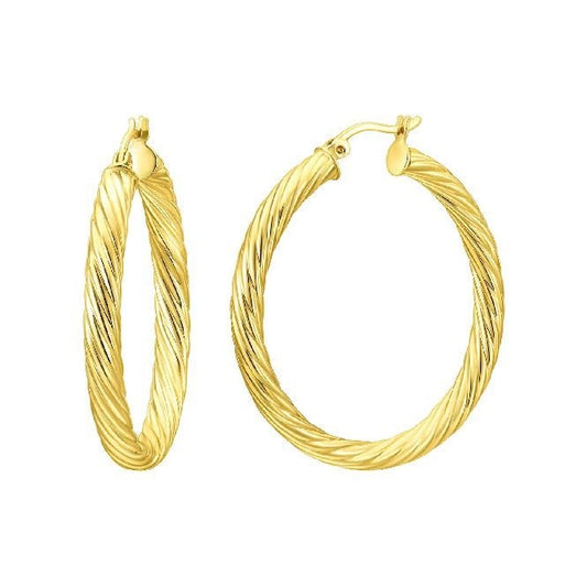 Chunky Rope Gold Clip Hoop Earrings, 3cm