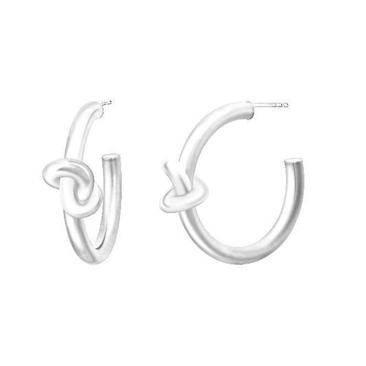 Love Knot Silver Hoop Earrings