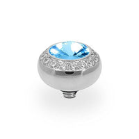 Tondo Deluxe Silver and Aquamarine Crystal Ring Gem Top, 10mm