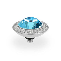 Tondo Deluxe Silver and Aquamarine Crystal Ring Gem Top, 13mm