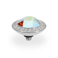 Tondo Deluxe Silver and Aurora Boreale Crystal Ring Gem Top, 13mm