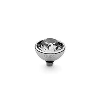 Bottone Silver and Clear Crystal Ring Gem Top, 10mm