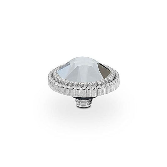 Fabero Flat Silver and Clear Crystal Ring Gem Top, 10mm
