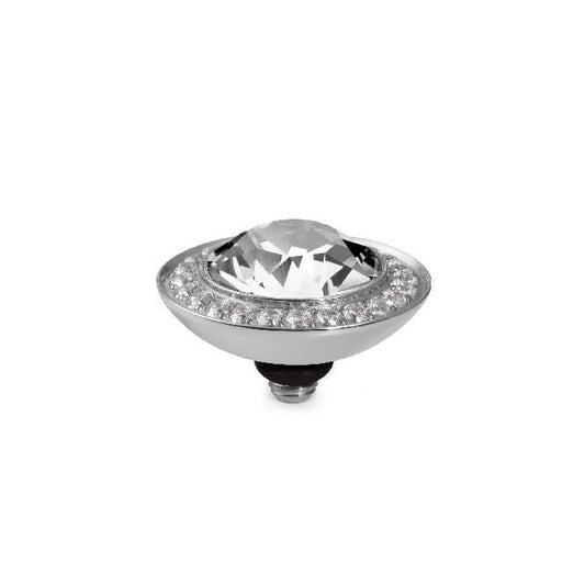 Tondo Deluxe Silver and Clear Crystal Ring Gem Top, 13mm