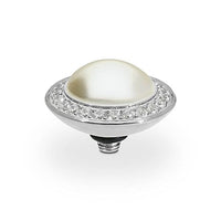 Tondo Deluxe Silver and Cream Pearl Ring Gem Top, 13mm