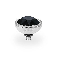 Bocconi Silver and Jet Black Crystal Ring Gem Top, 11mm