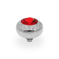 Tondo Deluxe Silver and Light Siam Red Ring Gem Top, 10mm