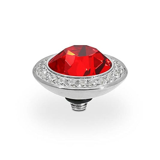 Tondo Deluxe Silver and Light Siam Red Ring Gem Top, 13mm