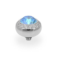 Tondo Deluxe Silver and Ocean Blue DeLite Ring Gem Top, 10mm