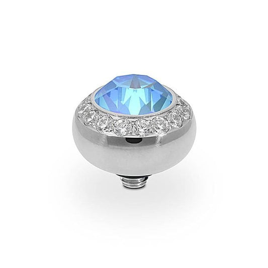 Tondo Deluxe Silver and Ocean Blue DeLite Ring Gem Top, 10mm