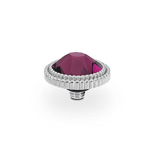 Fabero Flat Silver and Purple Amethyst Ring Gem Top, 10mm