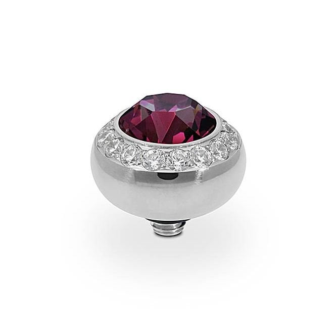 Tondo Deluxe Silver and Purple Amethyst Ring Gem Top, 10mm
