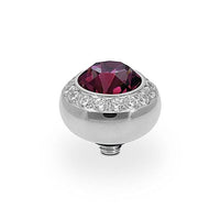 Tondo Deluxe Silver and Purple Amethyst Ring Gem Top, 10mm