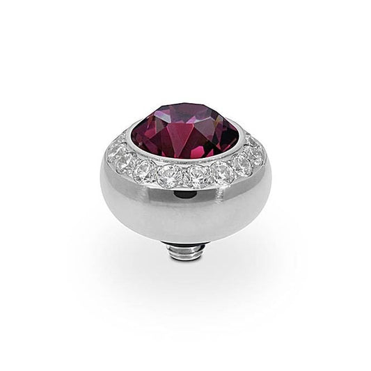 Tondo Deluxe Silver and Purple Amethyst Ring Gem Top, 10mm
