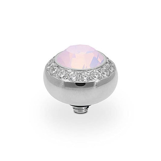Tondo Deluxe Silver and Pink Rose Opal Ring Gem Top, 10mm