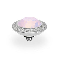Tondo Deluxe Silver and Pink Rose Opal Ring Gem Top, 13mm