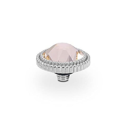 Fabero Flat Silver and Silk Crystal Ring Gem Top, 10mm