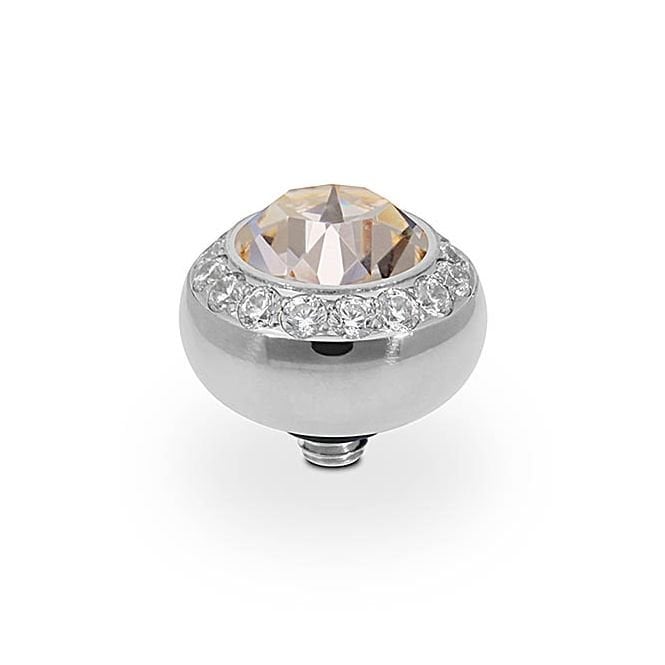 Tondo Deluxe Silver and Silk Crystal Ring Gem Top, 10mm